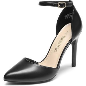 Women's Oppointed Black-pu Lacey Pump Shoe TPR rubber sole